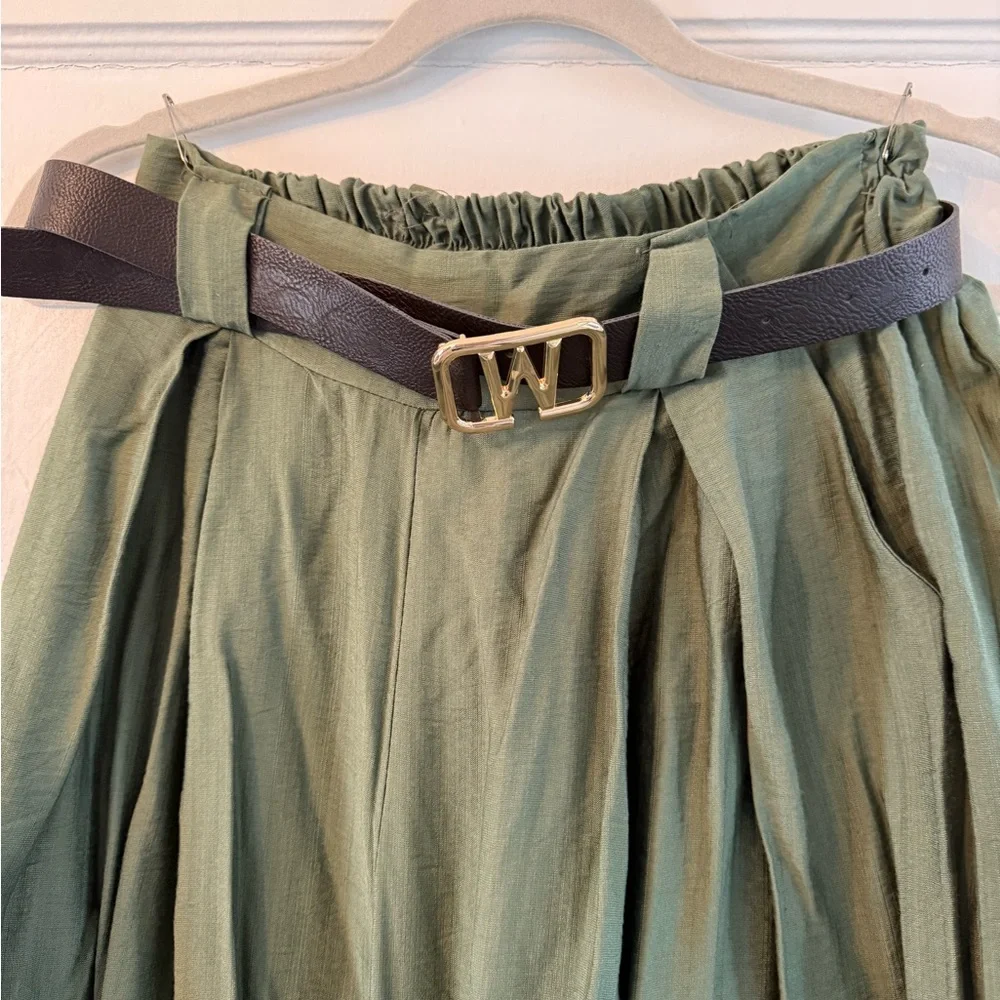 Milano, Ettan Taylor Wide Leg Pleated Palazzo Pants - Green - Picture 7 of 8